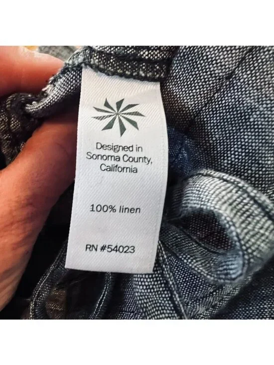 Athleta Gray Wide-Leg 100% Linen Drawstring Pants 12 Coastal Summer Vacation - Picture 8 of 14